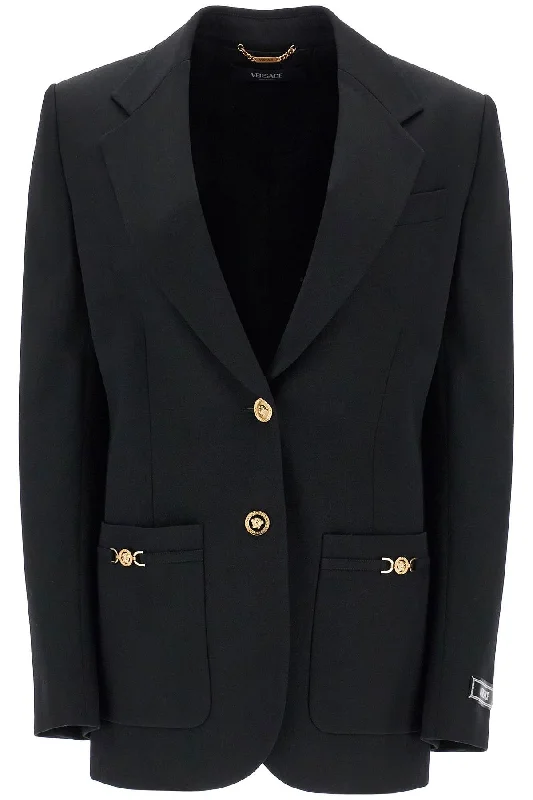 Street Fashion Style Versace Women's Single-Breasted Wool Stretch Blazer