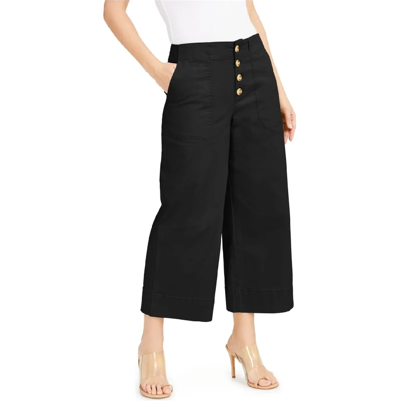 Street Style I-N-C Womens Exposed Fly Culotte Pants, Black, 8