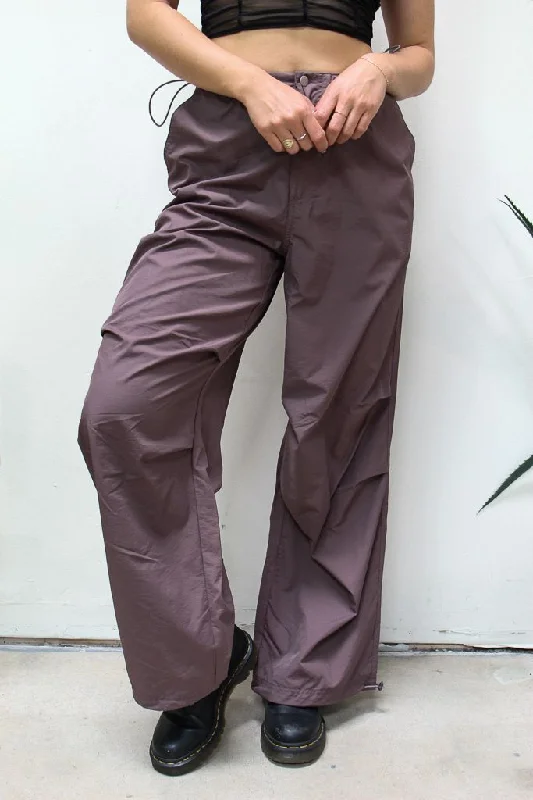 Retro Skirt Design Parachute Pants - Chocolate