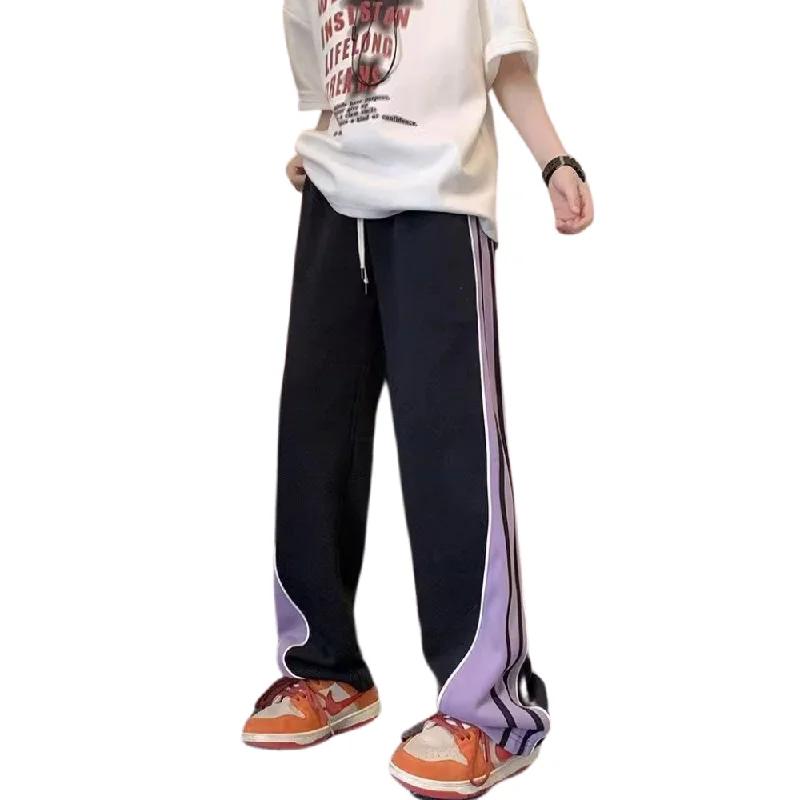 Sweet Flower Style American Contrast Striped Sweatpants