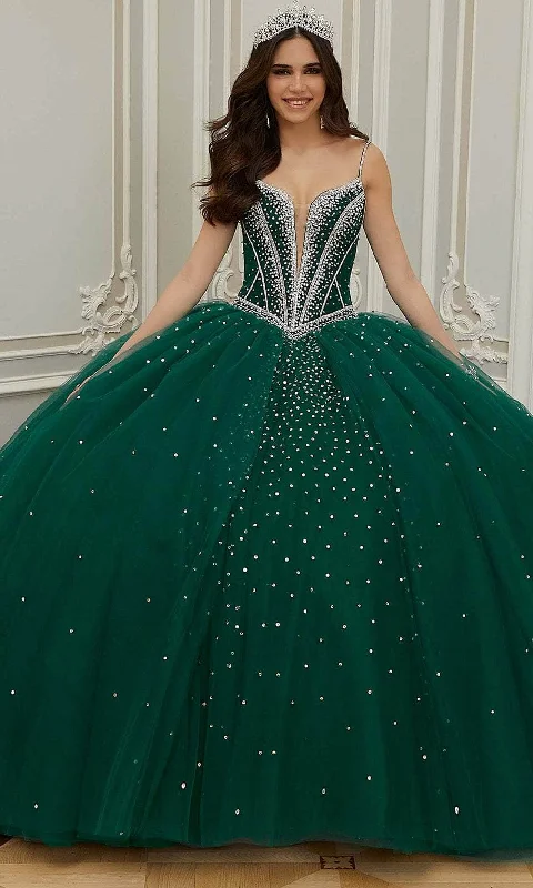 Sweet Short Skirt Style Mori Lee 60201 - Plunging Beaded Quinceanera Ballgown