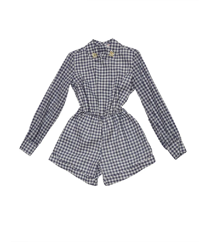 Sports Vitality Style Iggy Romper in Blue and White Gingham