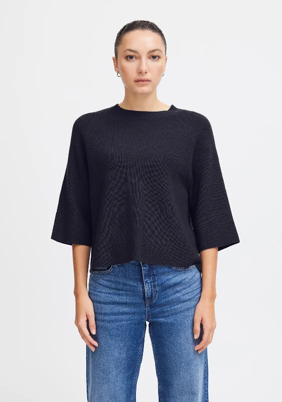 Sports Fitness Wear Ichi Boston Knitted Rib Sweater, Total Eclipse