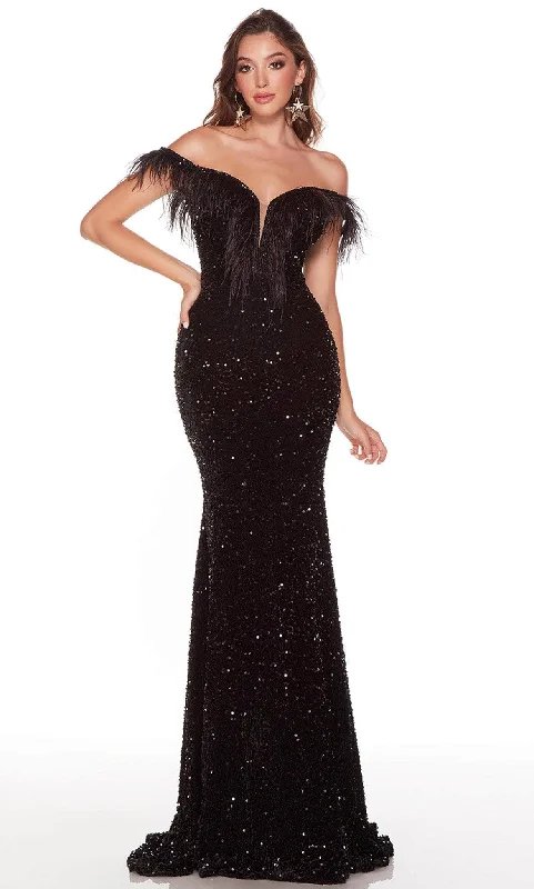Boutique display Alyce Paris 61373 - Feathered Sweetheart Sequin Prom Gown