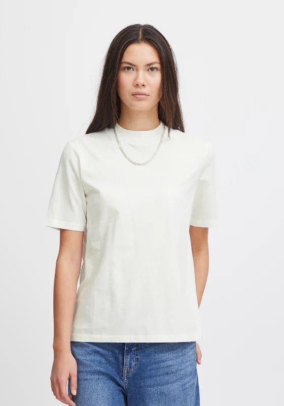 Sports Casual Style Ichi Rania Crew Neck Basic Tee, Cloud Dancer