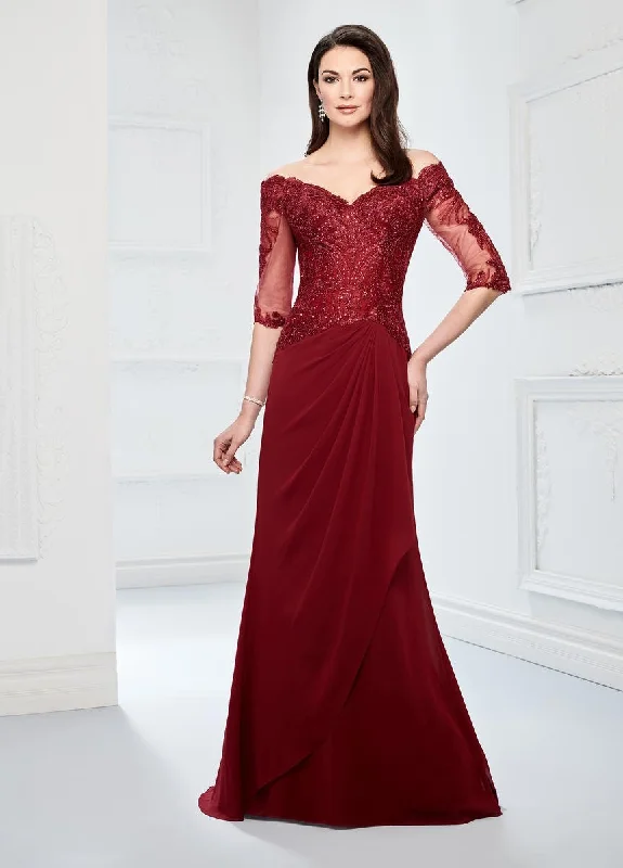 Sweet Student Style Montage by Mon Cheri - 218905W Sheer Beaded Off-Shoulder Evening Dress Sweet Student Style Montage by Mon Cheri - 218905W Sheer Beaded Off-Shoulder Evening Dress