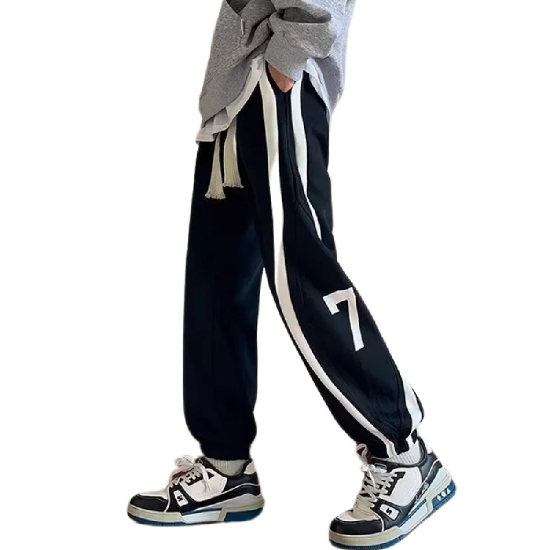 Fresh And Simple American Striped Number Print Sweatpants