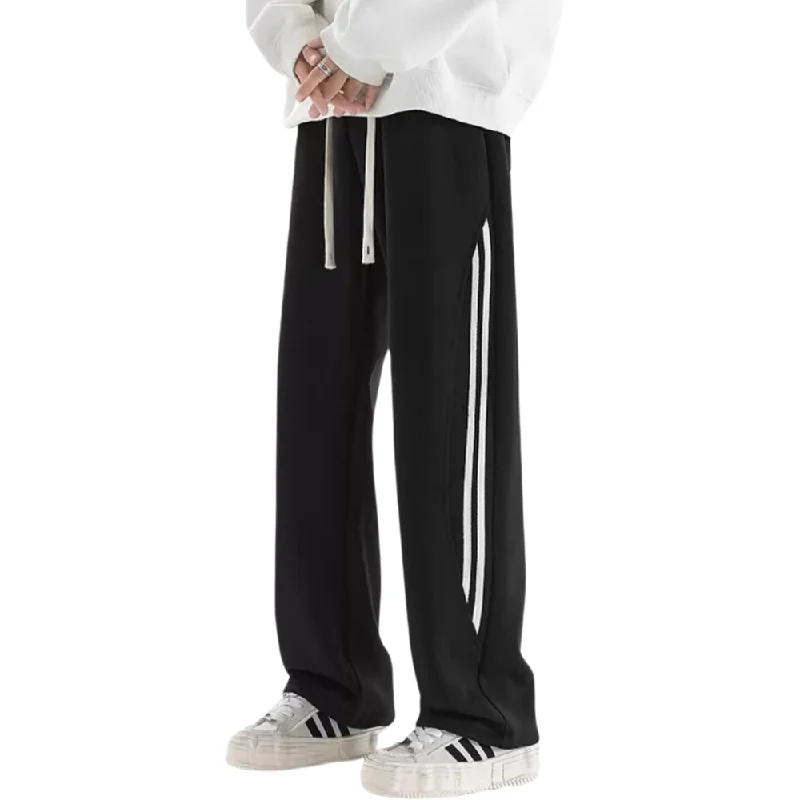 Black And White Style Retro Contrast Striped Sweatpants
