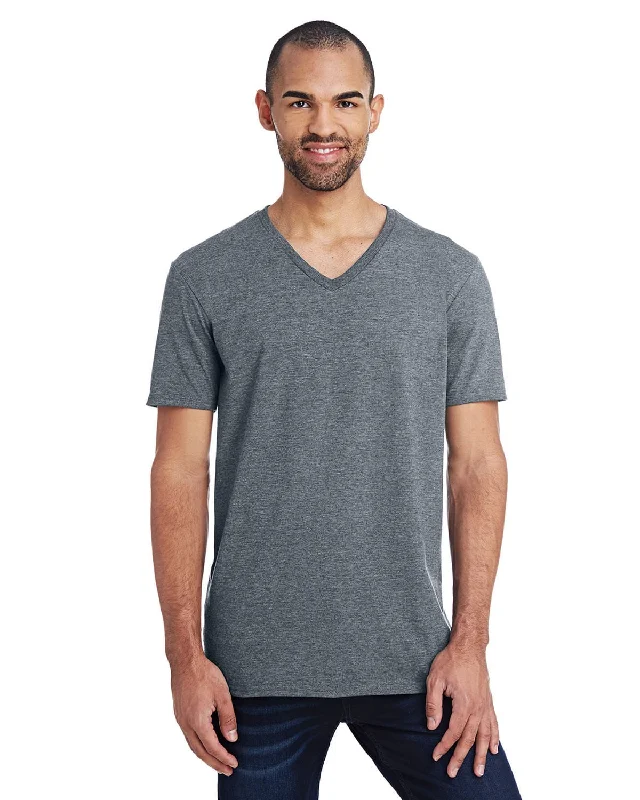 Retro Woolen Jacket Anvil Fashion Fit V-Neck T-Shirt | Heather Graphite