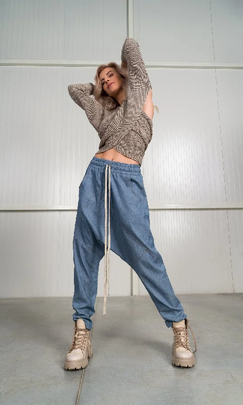 Sweet Words Chambray Pants with Seam Details