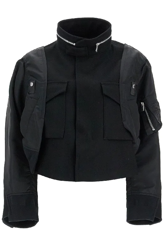 Sweet Flower Style Sacai Women's Boxy Wool And Nylon Jacket