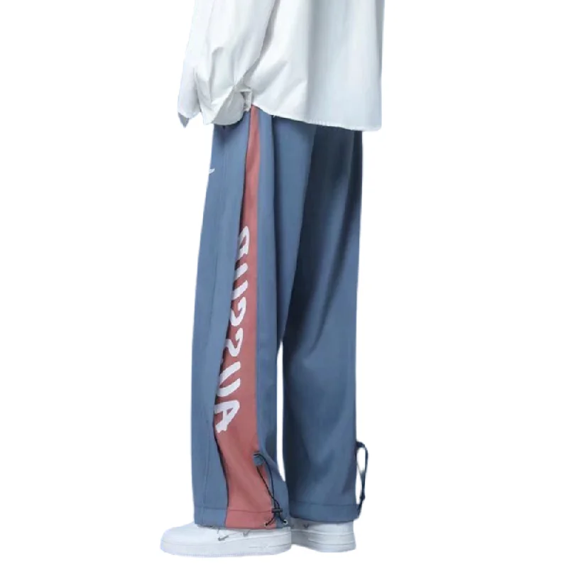 Retro Woolen Jacket Casual Contrast Straight Sweatpants