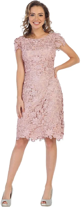 Sweet Modified Style May Queen - Cap Sleeve Floral Overlaid Sheath Dress MQ1488