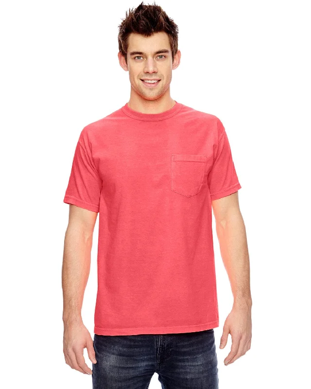 Sports Tights Comfort Colors Garment-Dyed Pocket T-Shirt | Neon Red Orange