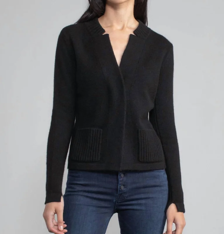 Retro Elegant Style Stretchy Cashmere Jacket In Black