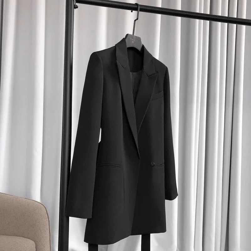 Sweet Puffy Skirt 2023 New Style Chic Suit Formal Suit Jacket Women Black    S3471