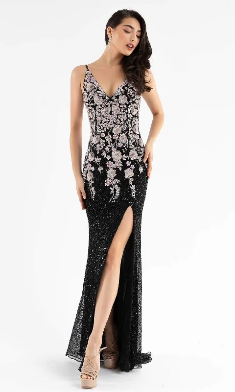 Sports outdoor style Primavera Couture - 3730 Beaded Plunging V-Neck Gown