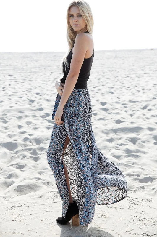 Street Vertical And Horizontal Design Bali Sheer Pants Blue Black