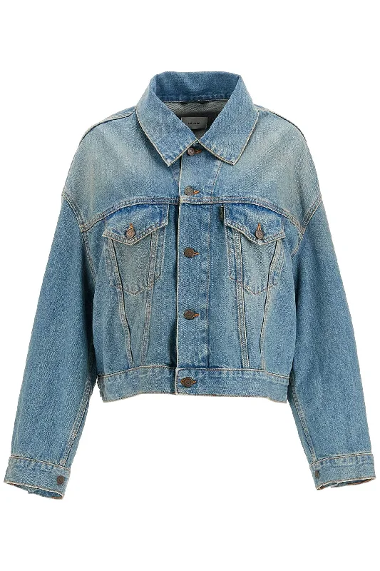 Personalized print Haikure Women's blue Boxy Jacket With Spencer