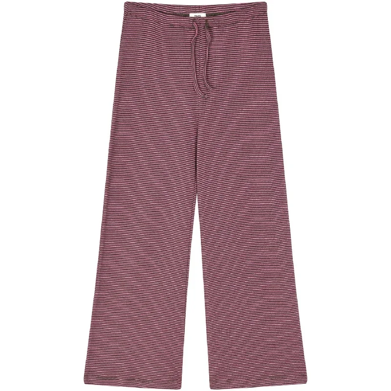 Retro Elegant Style Mads Nørgaard Rosin/Carmine Rose 2x2 Cotton Stripe Verona Pants