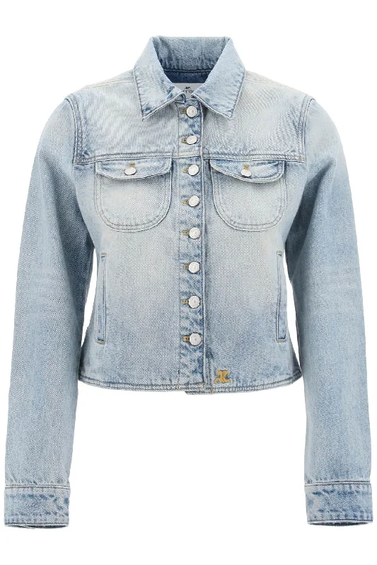 Street Sports Style Courreges Women's blue Trucker Jacket For