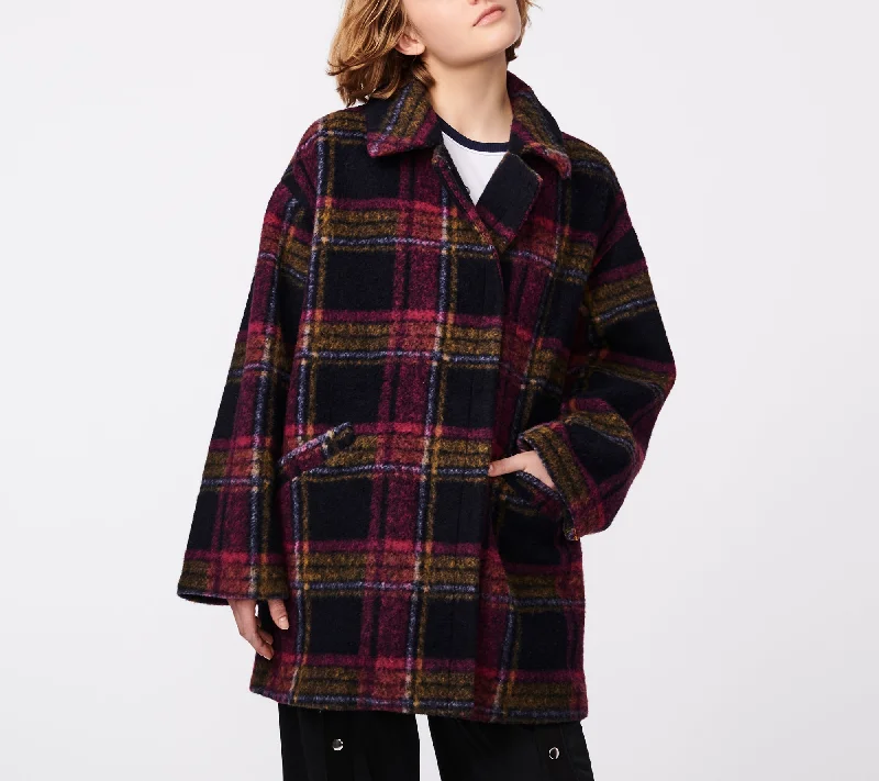 Street Style Plaid Wool coat