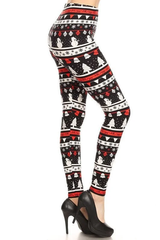 Street Style Jingle All the Way Winter Theme Buttery Leggings Black