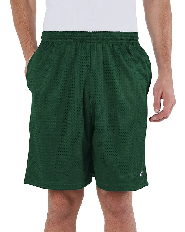Black And White Style Champion Long Mesh Shorts | Athltic Dk Green