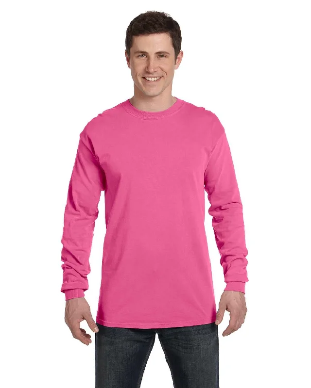 Printed pattern Comfort Colors Garment-Dyed Long Sleeve T-Shirt | Neon Pink