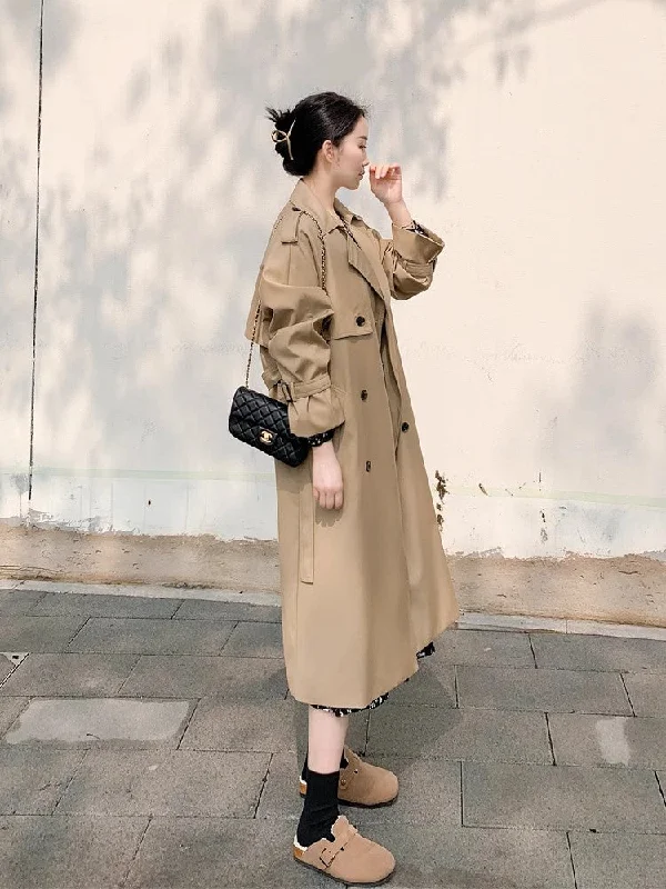 Sweet Small Flower Pattern Khaki coat for women new style coat      S3427