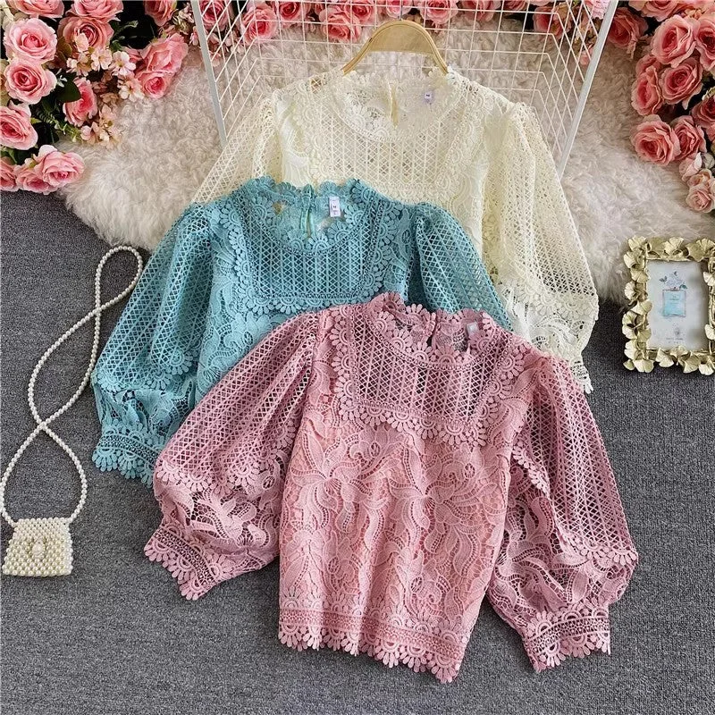 Street Personality Style Retro short lace shirt     S3910