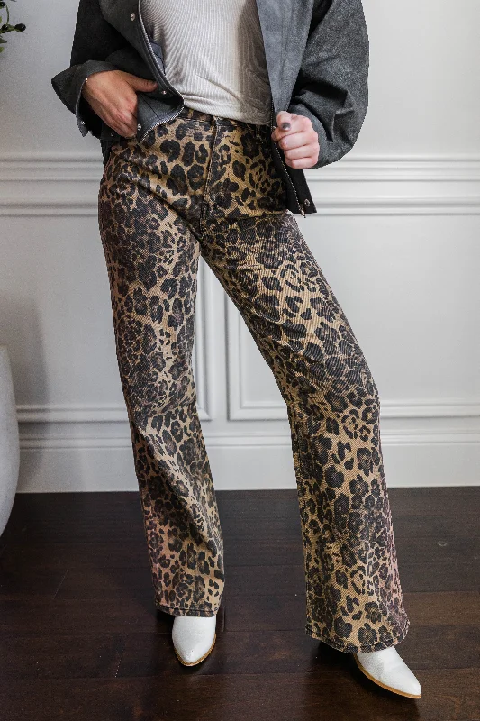 Street Style Suit Vibrant Leopard Wide Leg Jeans