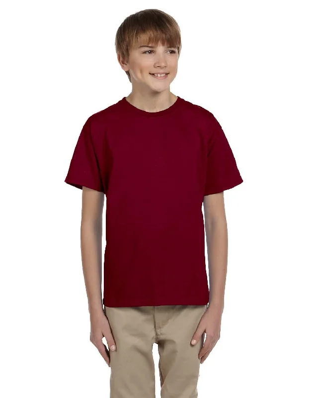 Sports fitness shoes Fruit of the Loom Youth T-Shirt | Maroon