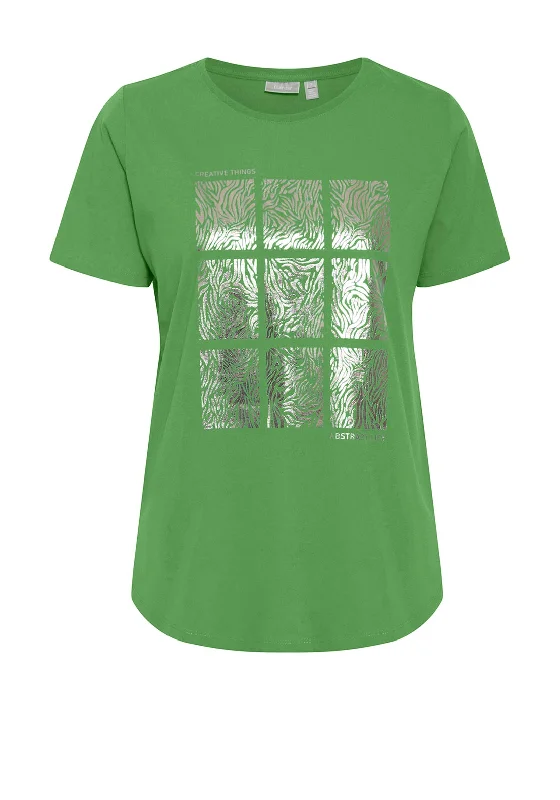 Sports outdoor style Fransa Ottilie Round Neck Graphic T-Shirt, Online Lime Mix