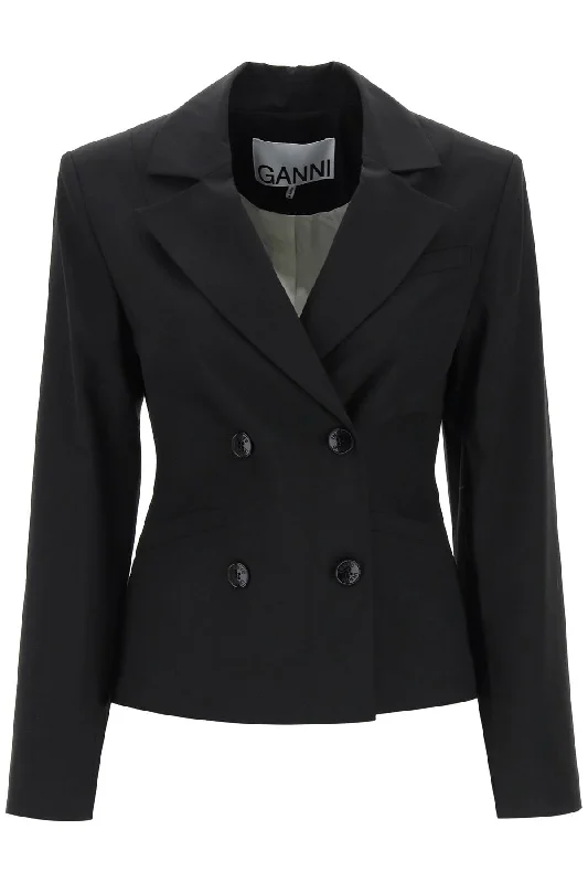 Street Casual Style Ganni Women's Shaped Double-Breasted Jacket