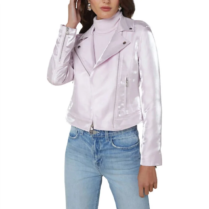 Style Design Biker Jacket In Lilac Snow