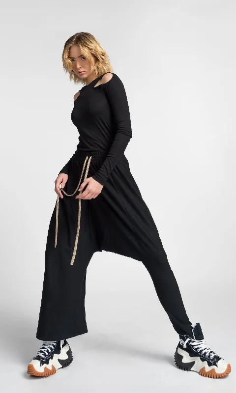 Retro Stripes Asymmetric Leg Cotton Pants