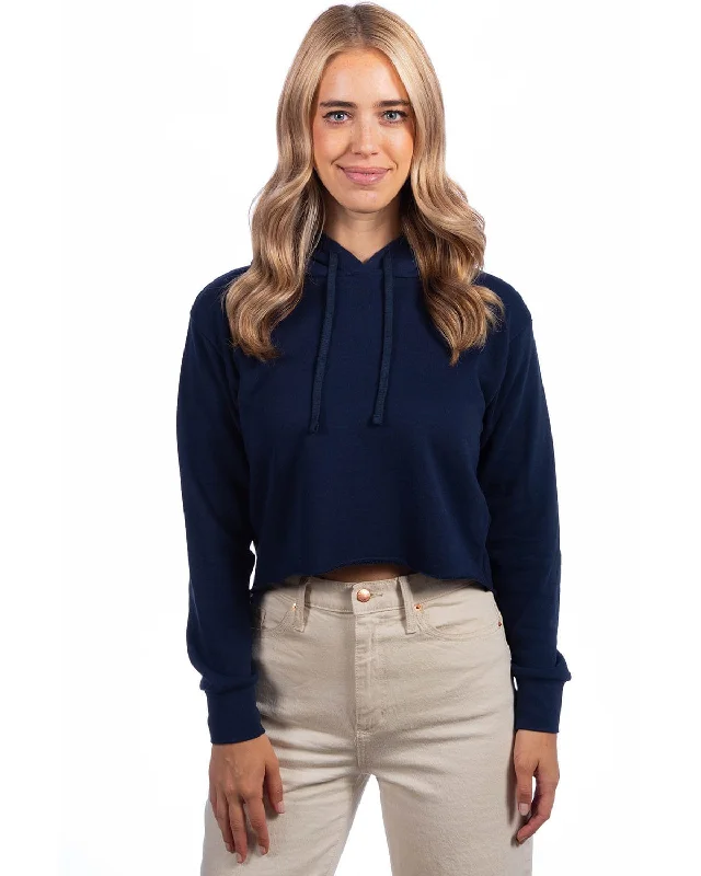 Hip-hop Style Next Level Apparel Ladies Cropped Pullover Hooded Sweatshirt | Midnight Navy
