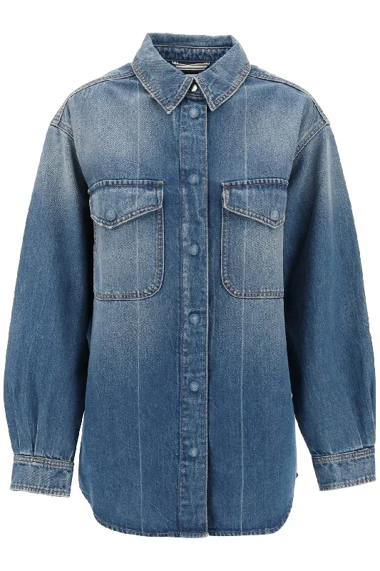 Sweet Words Closed Women's blue Overshirt Made Of Recycled Cotton Blend