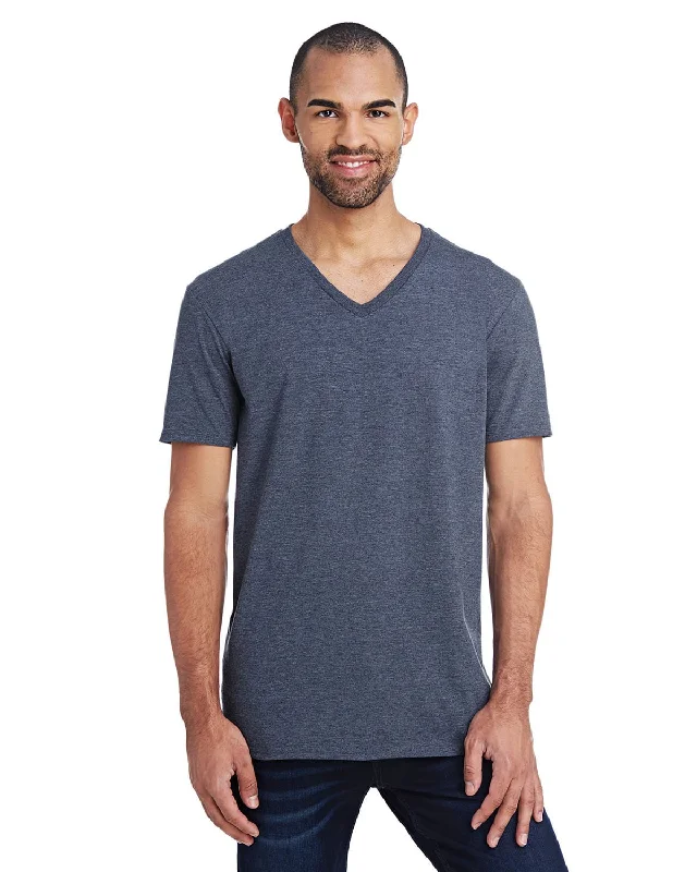 Retro Design Anvil Fashion Fit V-Neck T-Shirt | Heather Navy