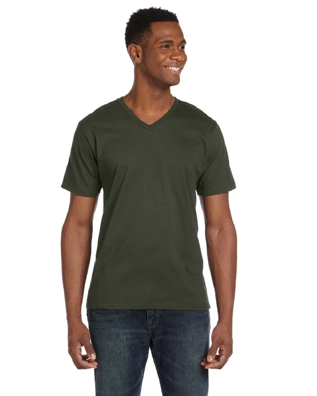 Hip-hop Style Anvil Fashion Fit V-Neck T-Shirt | City Green