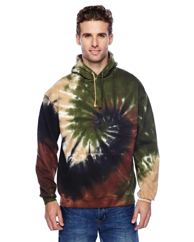 Retro Stripes Tie-Dye Pullover Hoodie | Camo Swirl