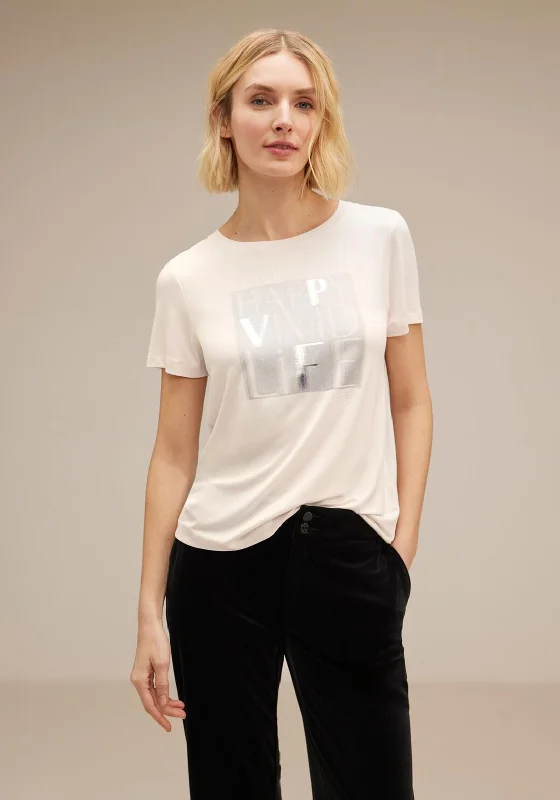 Street Style Suit Street One Text Print Top, Lucid White