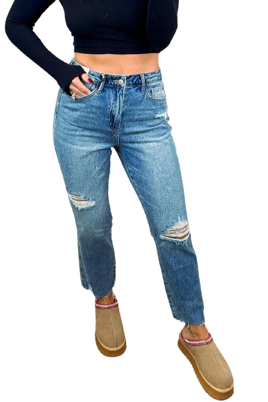 Sports suit style Noah High Rise Rigid Magic Destroy Slim Straight Jeans