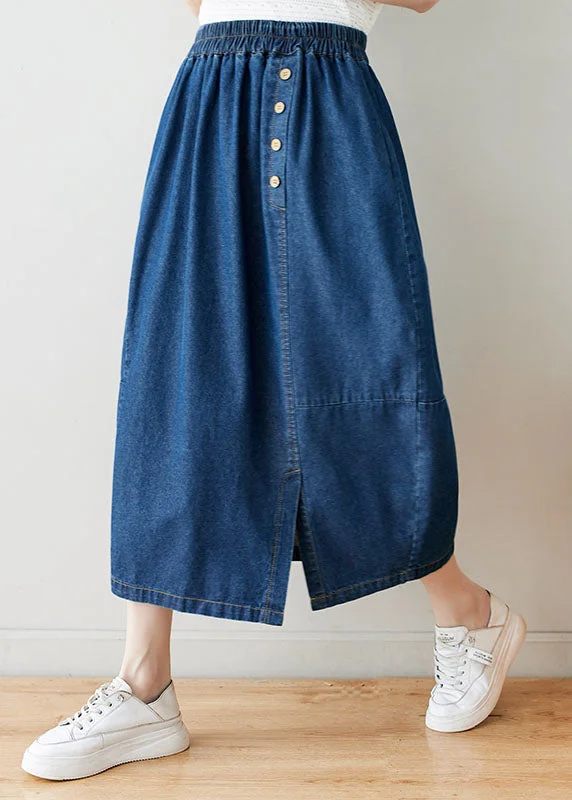 Amazing design Modern Navy Wrinkled Pockets Elastic Waist Patchwork Denim Skirts Summer Amazing design Modern Navy Wrinkled Pockets Elastic Waist Patchwork Denim Skirts Summer