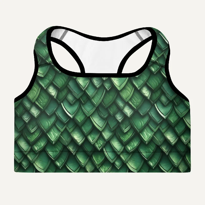 Sweet Stand-Up Collar Style Jade Dragon Scales Padded Sports Bra