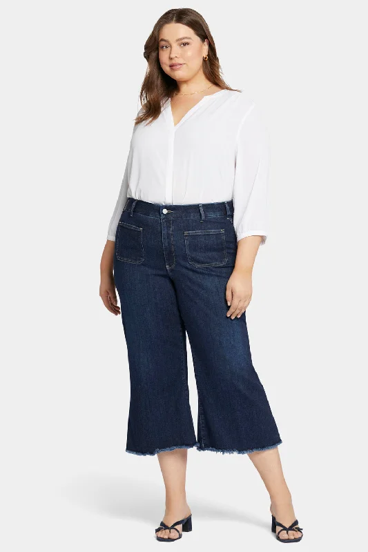 Creative Style Patchie Wide Leg Capri Jeans In Plus Size - Sublime