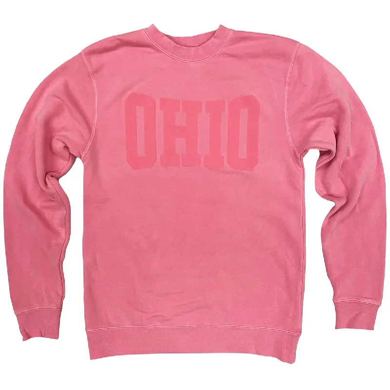 Sports Fitness Wear Ohio Pink Pigment Dyed Sweatshirt