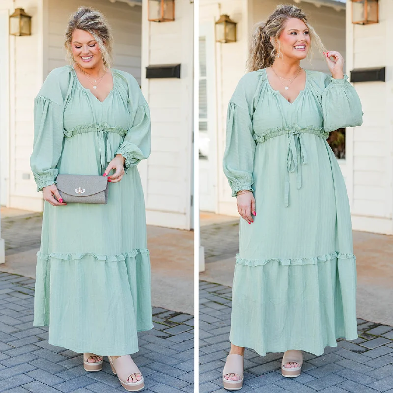 Sweet Fresh Feeling Tell Your Story Dress, Green