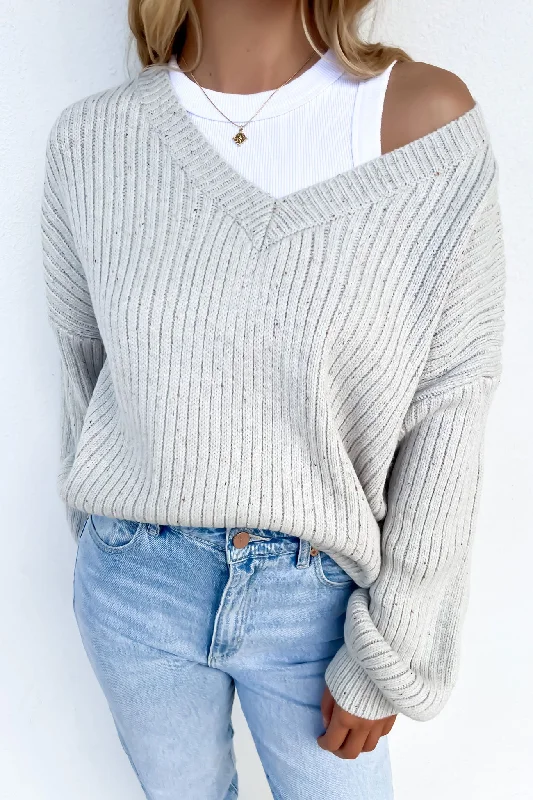 Sweet Lace Design Zhuri Knit Light Grey